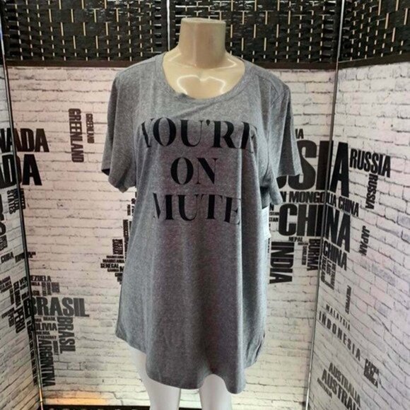Torrid 1 Gray Space-Dye Your on Mute Graphic Short Sleeve Tee - Picture 1 of 6